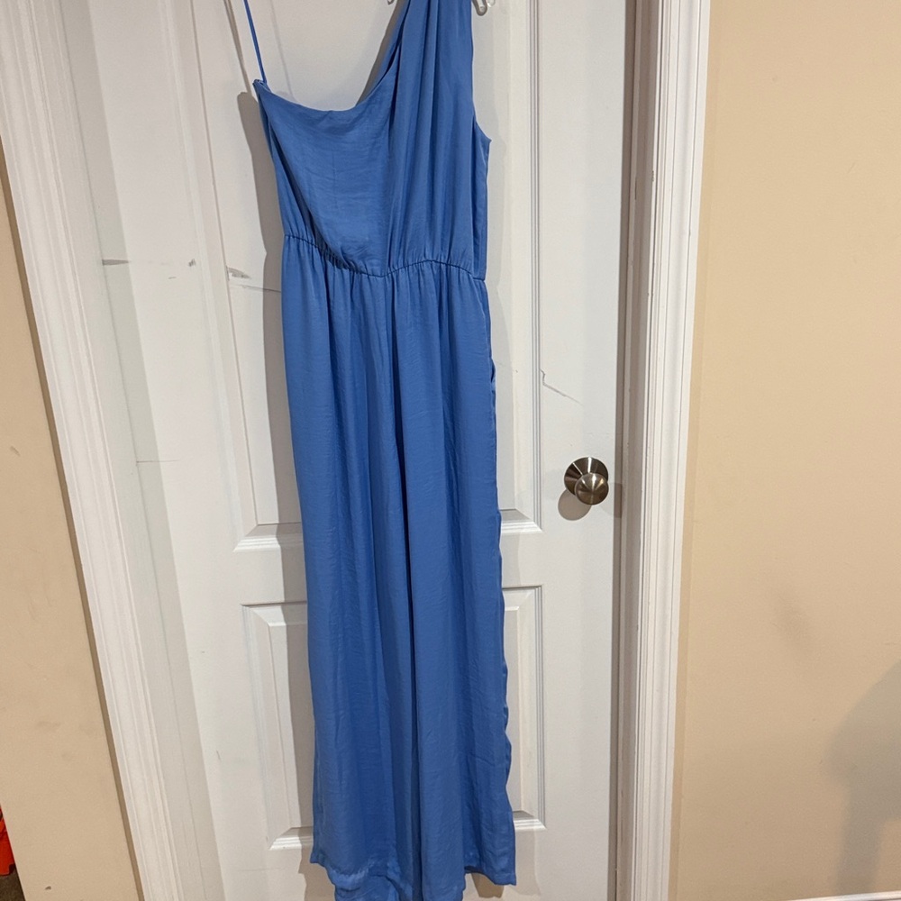 Steve Madden Adele One-Shoulder Blue Jumpsuit - Picture 4 of 10
